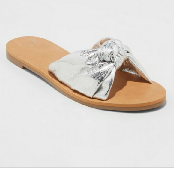 a new day Shoes - Metallic Silver Slide Sandals